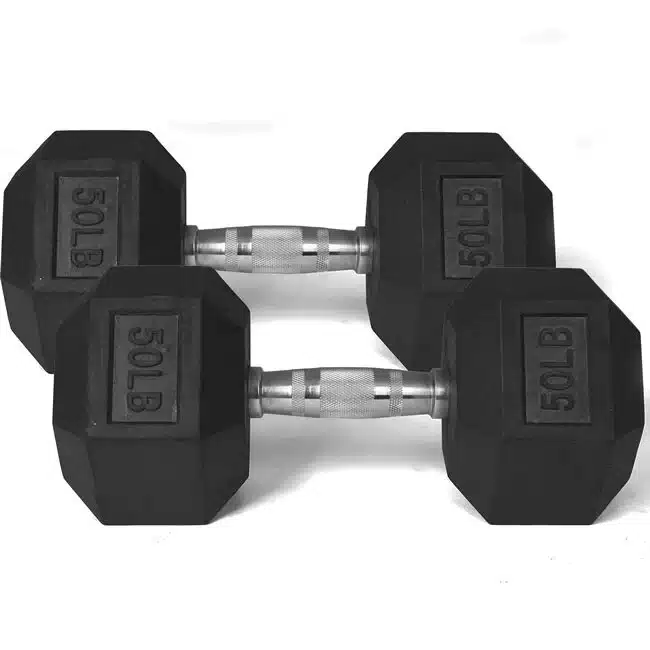 Rubber Hex Dumbbells 50LB