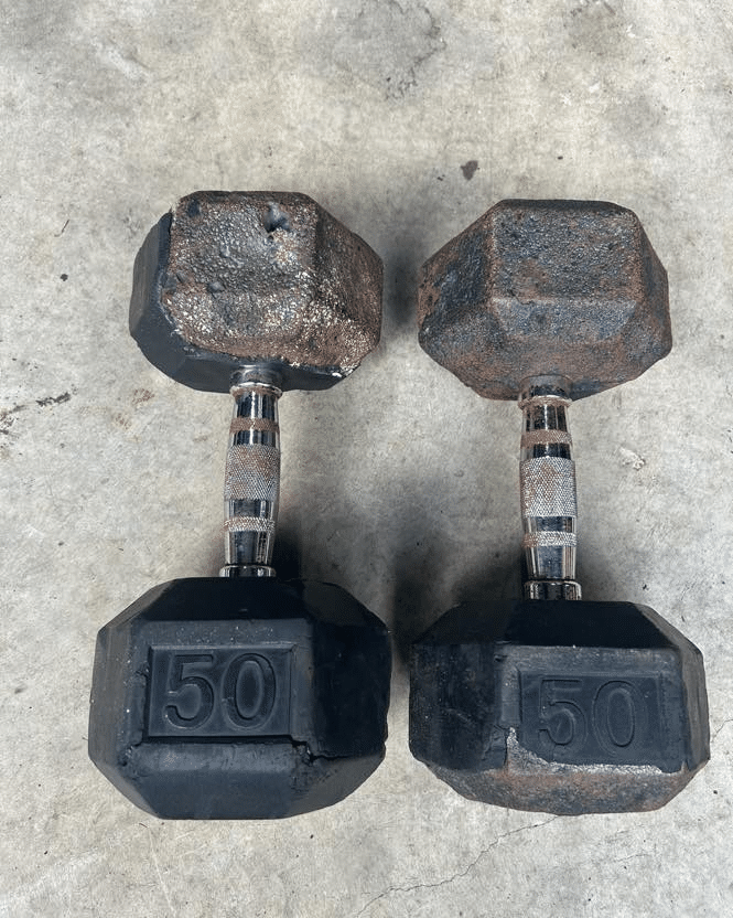 50LB Rubber Hex Dumbbells